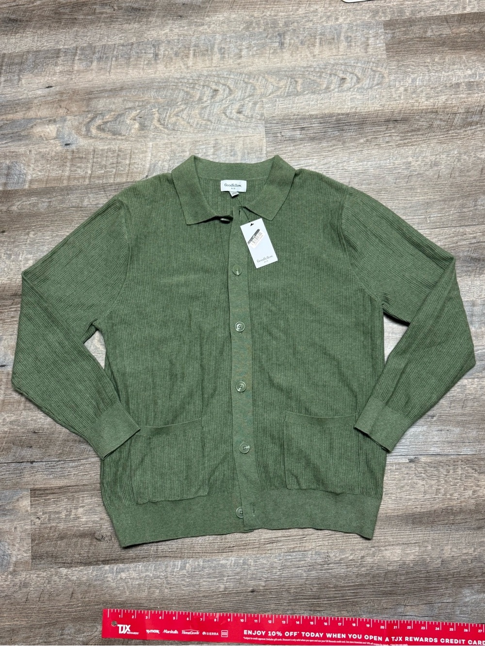 Goodfellow & Co Olive Green Ribbed Button Cardigan